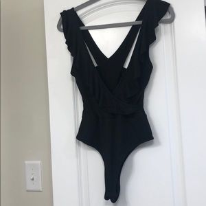 by the way. Black V Neck Bodysuit